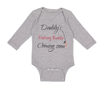 Long Sleeve Bodysuit Baby Daddy's Dad Father Fishing Buddy Coming Soon Cotton
