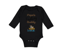 Long Sleeve Bodysuit Baby Papa's Fishing Buddy Dad Father's Day Cotton