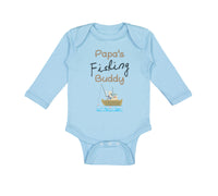 Long Sleeve Bodysuit Baby Papa's Fishing Buddy Dad Father's Day Cotton