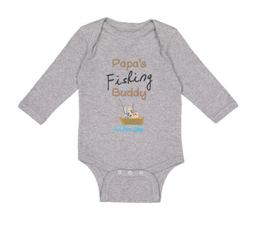 Long Sleeve Bodysuit Baby Papa's Fishing Buddy Dad Father's Day Cotton