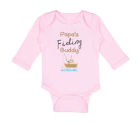 Long Sleeve Bodysuit Baby Papa's Fishing Buddy Dad Father's Day Cotton