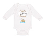 Long Sleeve Bodysuit Baby Papa's Fishing Buddy Dad Father's Day Cotton