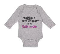 Long Sleeve Bodysuit Baby Watch Boys My Daddy Trooper Dad Father's Day Cotton