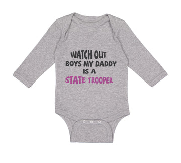 Long Sleeve Bodysuit Baby Watch Boys My Daddy Trooper Dad Father's Day Cotton