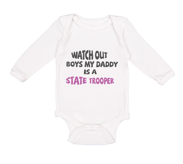 Long Sleeve Bodysuit Baby Watch Boys My Daddy Trooper Dad Father's Day Cotton