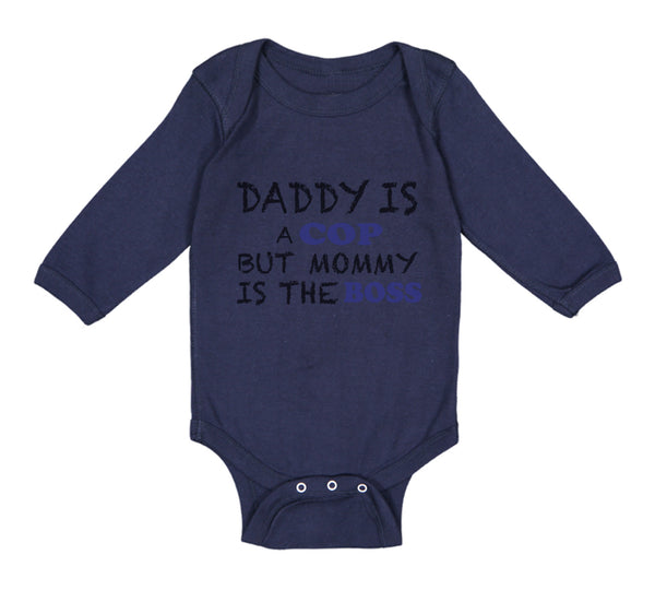 Long Sleeve Bodysuit Baby Daddy Cop Mommy Boss Dad Father's Day Funny Cotton - Cute Rascals