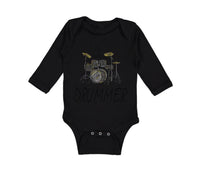 Long Sleeve Bodysuit Baby My Daddy's A Drummer Dad Father's Day Cotton