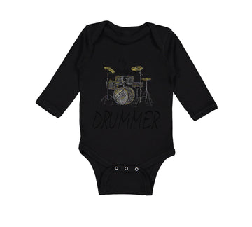 Long Sleeve Bodysuit Baby My Daddy's A Drummer Dad Father's Day Cotton