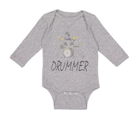 Long Sleeve Bodysuit Baby My Daddy's A Drummer Dad Father's Day Cotton