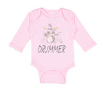 Long Sleeve Bodysuit Baby My Daddy's A Drummer Dad Father's Day Cotton