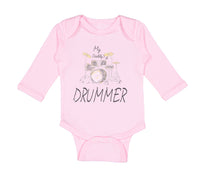 Long Sleeve Bodysuit Baby My Daddy's A Drummer Dad Father's Day Cotton