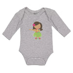 Long Sleeve Bodysuit Baby Cute Dancing Hawaiian Flower Skirt Grass Cotton - Cute Rascals