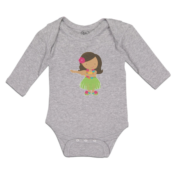 Long Sleeve Bodysuit Baby Cute Dancing Hawaiian Flower Skirt Grass Cotton - Cute Rascals