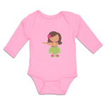 Long Sleeve Bodysuit Baby Cute Dancing Hawaiian Flower Skirt Grass Cotton - Cute Rascals