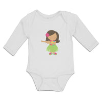 Long Sleeve Bodysuit Baby Cute Dancing Hawaiian Flower Skirt Grass Cotton - Cute Rascals