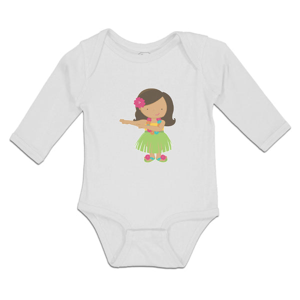 Long Sleeve Bodysuit Baby Cute Dancing Hawaiian Flower Skirt Grass Cotton - Cute Rascals