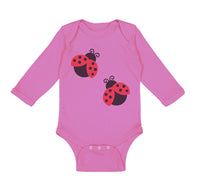 Long Sleeve Bodysuit Baby 2 Black and Red Ladybugs Boy & Girl Clothes Cotton - Cute Rascals