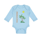 Long Sleeve Bodysuit Baby Palm Trees Sun Palm Springs Ocean Sea Life Cotton