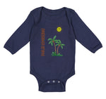 Long Sleeve Bodysuit Baby Palm Trees Sun Palm Springs Ocean Sea Life Cotton