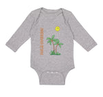 Long Sleeve Bodysuit Baby Palm Trees Sun Palm Springs Ocean Sea Life Cotton