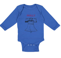 Long Sleeve Bodysuit Baby Liberty Bell with Red Text Philly Philadelphia Cotton