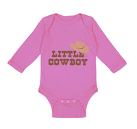 Long Sleeve Bodysuit Baby Brown Little Cowboy Hat Funny Humor Boy & Girl Clothes - Cute Rascals