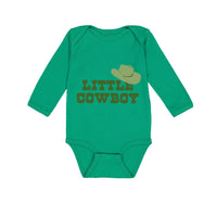 Long Sleeve Bodysuit Baby Brown Little Cowboy Hat Funny Humor Boy & Girl Clothes - Cute Rascals