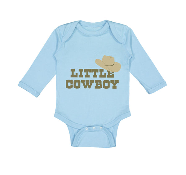 Long Sleeve Bodysuit Baby Brown Little Cowboy Hat Funny Humor Boy & Girl Clothes - Cute Rascals