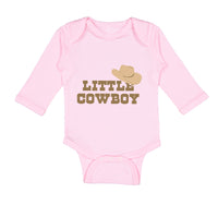 Long Sleeve Bodysuit Baby Brown Little Cowboy Hat Funny Humor Boy & Girl Clothes - Cute Rascals