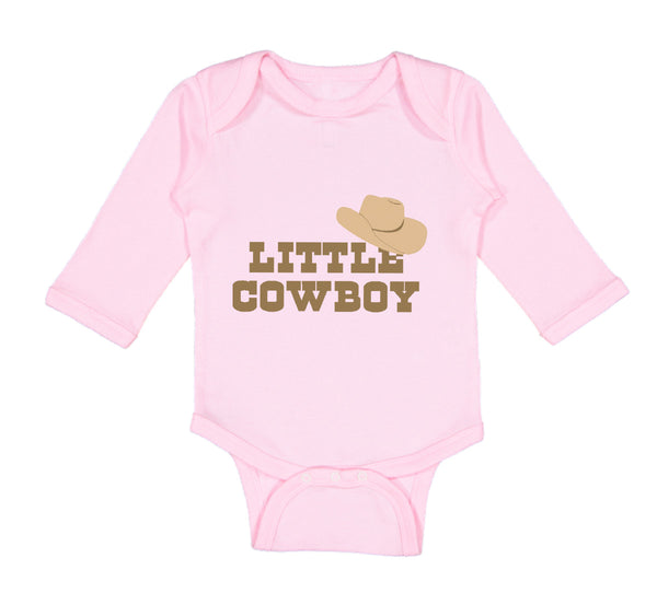 Long Sleeve Bodysuit Baby Brown Little Cowboy Hat Funny Humor Boy & Girl Clothes - Cute Rascals