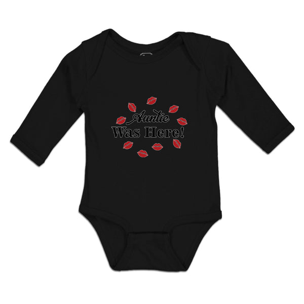 Long Sleeve Bodysuit Baby Auntie Was Here! with Lipstick Marks Cotton - Cute Rascals