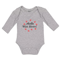 Long Sleeve Bodysuit Baby Auntie Was Here! with Lipstick Marks Cotton - Cute Rascals