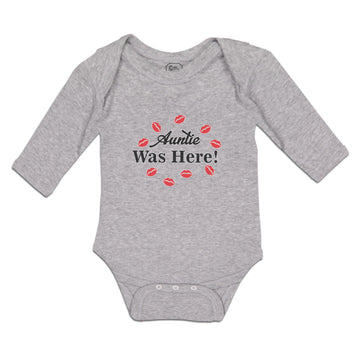 Long Sleeve Bodysuit Baby Auntie Was Here! with Lipstick Marks Cotton