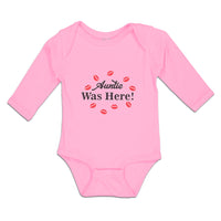Long Sleeve Bodysuit Baby Auntie Was Here! with Lipstick Marks Cotton - Cute Rascals