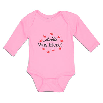 Long Sleeve Bodysuit Baby Auntie Was Here! with Lipstick Marks Cotton