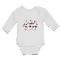 Long Sleeve Bodysuit Baby Auntie Was Here! with Lipstick Marks Cotton - Cute Rascals
