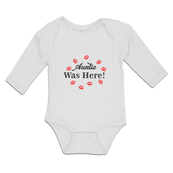 Long Sleeve Bodysuit Baby Auntie Was Here! with Lipstick Marks Cotton - Cute Rascals