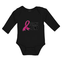 Long Sleeve Bodysuit Baby For My Aunt with Breast Cancer Awareness Pink Ribbon - Cute Rascals