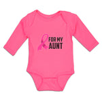 Long Sleeve Bodysuit Baby For My Aunt with Breast Cancer Awareness Pink Ribbon - Cute Rascals