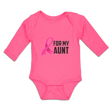 Long Sleeve Bodysuit Baby For My Aunt with Breast Cancer Awareness Pink Ribbon