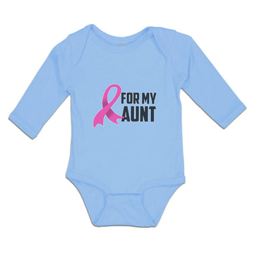 Long Sleeve Bodysuit Baby For My Aunt with Breast Cancer Awareness Pink Ribbon
