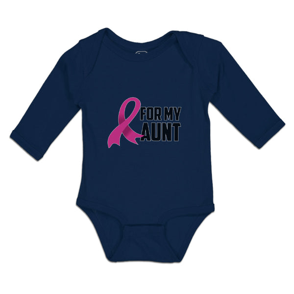 Long Sleeve Bodysuit Baby For My Aunt with Breast Cancer Awareness Pink Ribbon - Cute Rascals