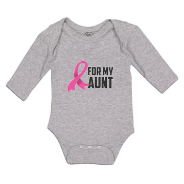 Long Sleeve Bodysuit Baby For My Aunt with Breast Cancer Awareness Pink Ribbon