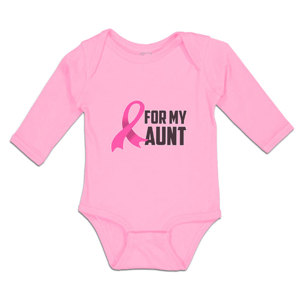 Long Sleeve Bodysuit Baby For My Aunt with Breast Cancer Awareness Pink Ribbon - Cute Rascals