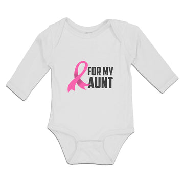 Long Sleeve Bodysuit Baby For My Aunt with Breast Cancer Awareness Pink Ribbon