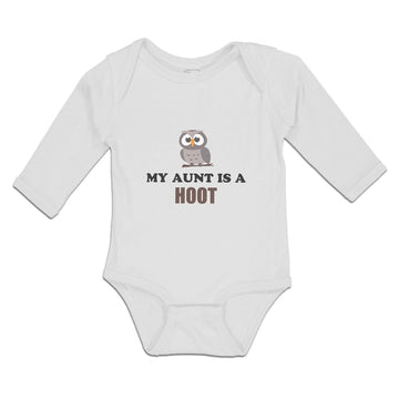 Long Sleeve Bodysuit Baby My Aunt Is A Hoot with Owl Bird Boy & Girl Clothes