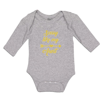 Long Sleeve Bodysuit Baby Sassy like My Aunt with Golden Heart and Arrow Pattern
