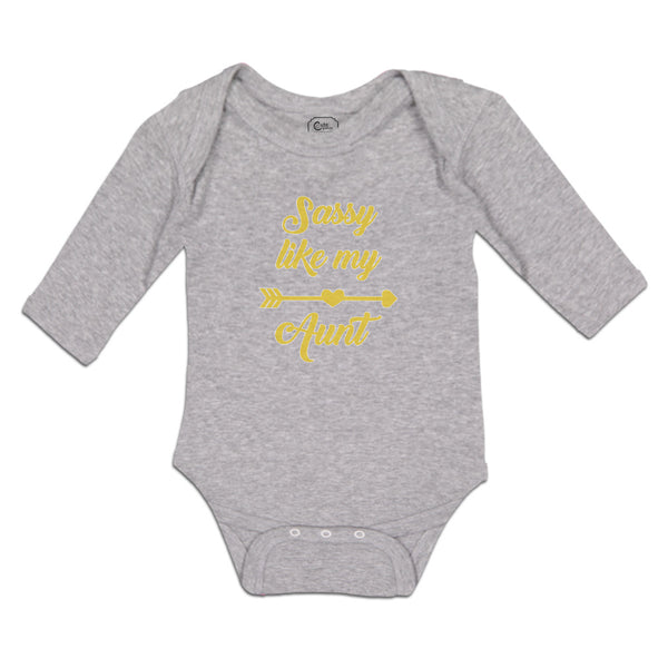 Long Sleeve Bodysuit Baby Sassy like My Aunt with Golden Heart and Arrow Pattern