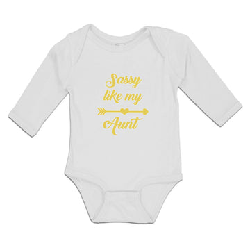 Long Sleeve Bodysuit Baby Sassy like My Aunt with Golden Heart and Arrow Pattern