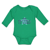 Long Sleeve Bodysuit Baby Big Brother of Twins Background Blue Star Cotton - Cute Rascals